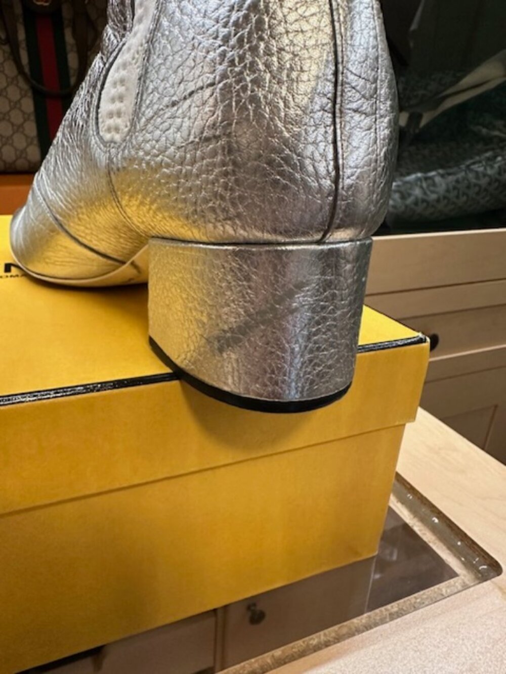Fendi Silver Size 38 Leather Ankle Chelsea Boots - Picture 8 of 10